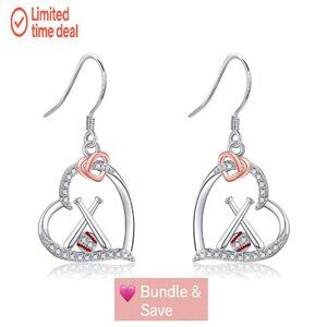 Sterling Silver Baseball Heart Earrings, Lever Back, 0.72x0.57 Inch